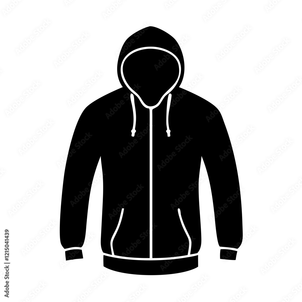 This is a simple, bold silhouette of a hooded sweatshirt, ideal for showcasing design concepts, branding, or print ideas. This is a simple, bold silhouette of a hooded sweatshirt, ideal for showcasing design concepts, branding, or print ideas.