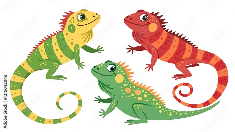 Fototapeta premium green iguana cartoon