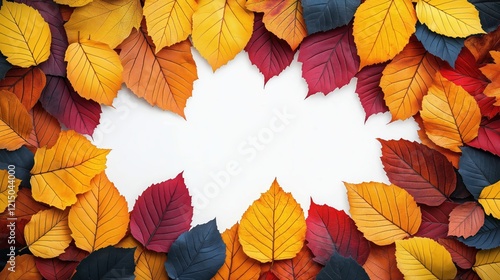 Wallpaper Mural Colorful autumn leaves frame empty space. Vibrant yellow red orange leaves create border. Natural fall colors. Autumnal leaves cutouts. Ideal for seasonal designs. Beautiful backdrop for seasonal Torontodigital.ca