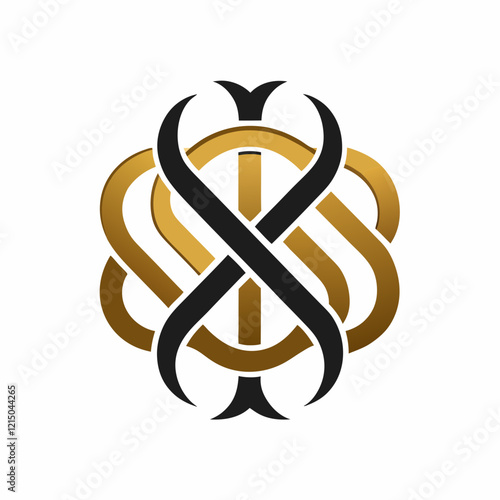 Sophisticated Monogram Logo: Luxurious Gold & Black Design photo