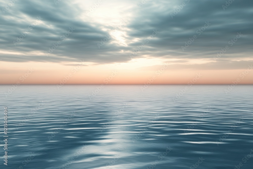 Obraz premium Brilliant pastel sky at the horizon creates a serene atmosphere over tranquil waters during dusk