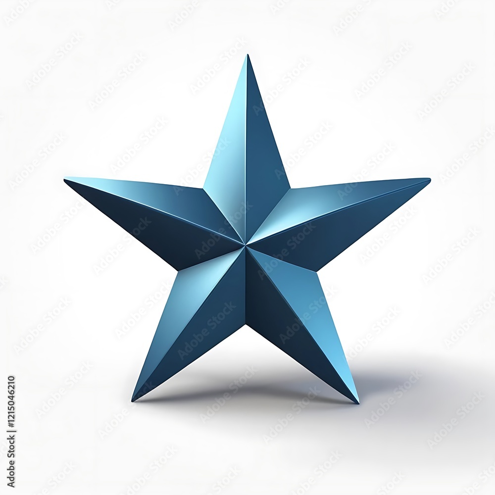 Obraz premium A three dimensional blue star on white background