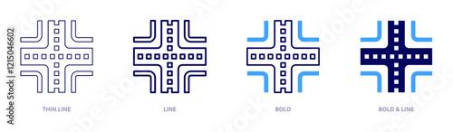Road icon in 4 different styles. Thin Line, Line, Bold, and Bold Line. Duotone style. Editable stroke
