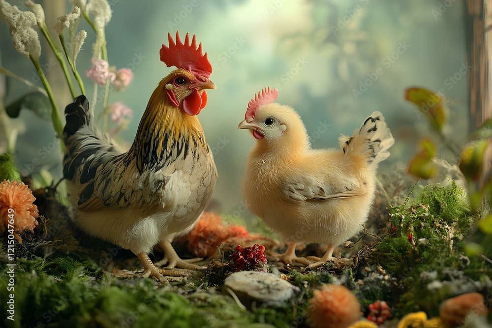Fototapeta premium real photo little cute chickens