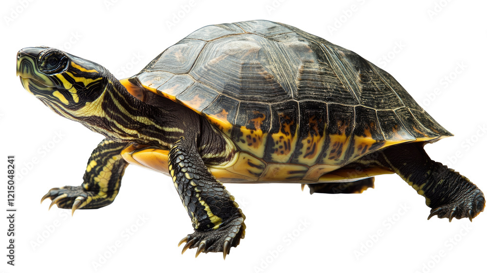 Turtle in Motion: A curious and determined turtle, with a vibrant shell pattern and intricate markings, ventures forth on a journey, capturing a sense of exploration and persistence. Turtle in Motion: A curious and determined turtle, with a vibrant shell pattern and intricate markings, ventures forth on a journey, capturing a sense of exploration and persistence.