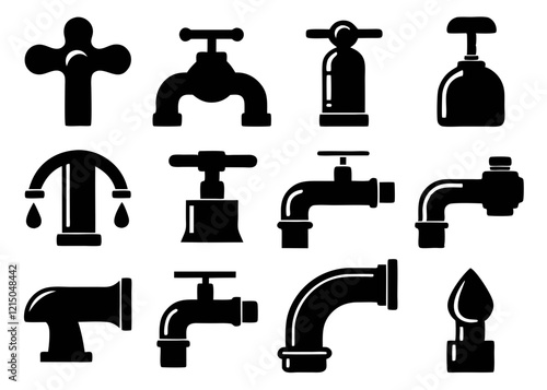 Collection of Black and White Plumbing Fixtures