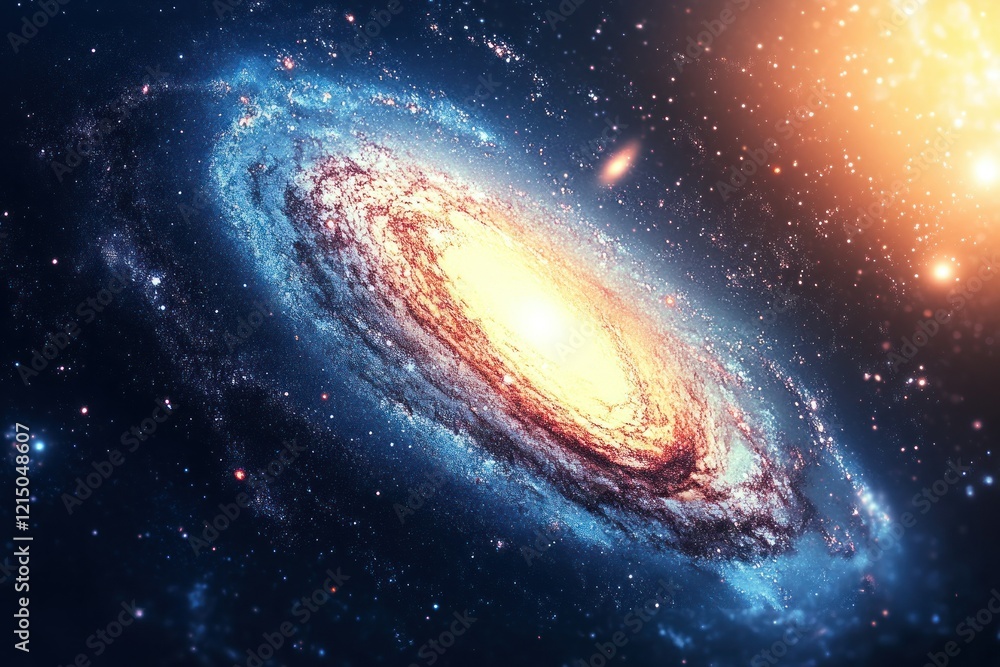 Fototapeta premium Stunning Spiral Galaxy Surrounded by Distant Stars