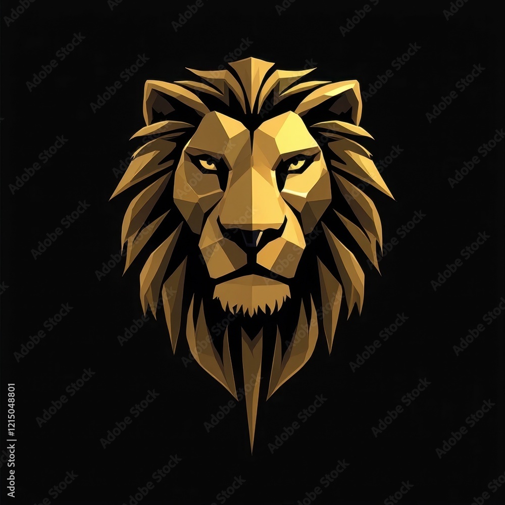 Obraz premium Geometric Gold Lion Logo