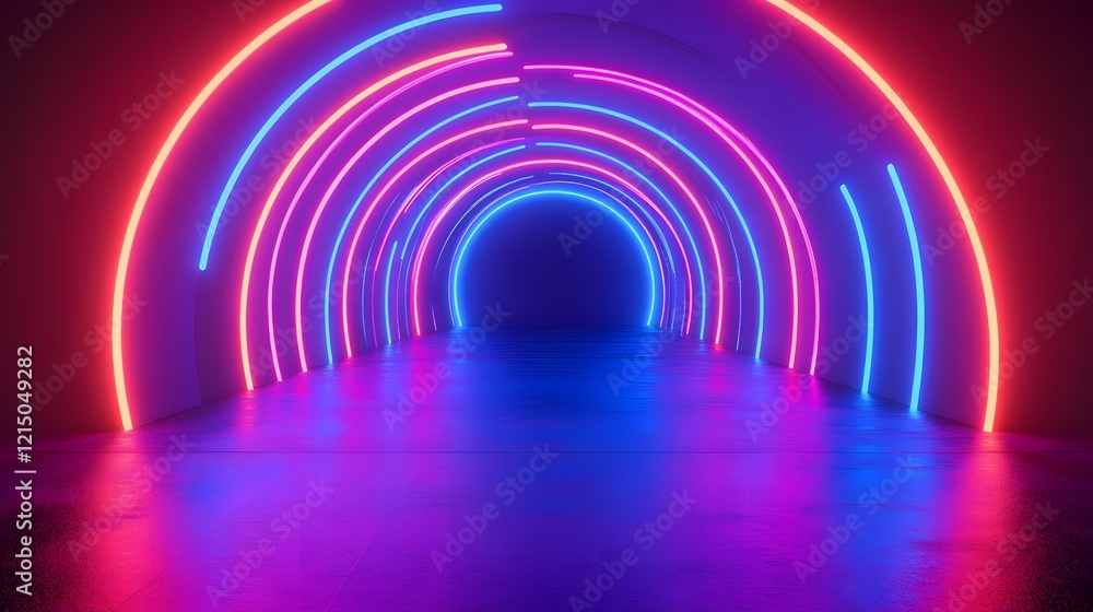 Fototapeta premium Neon Tunnel Abstract Pink Blue Light Art