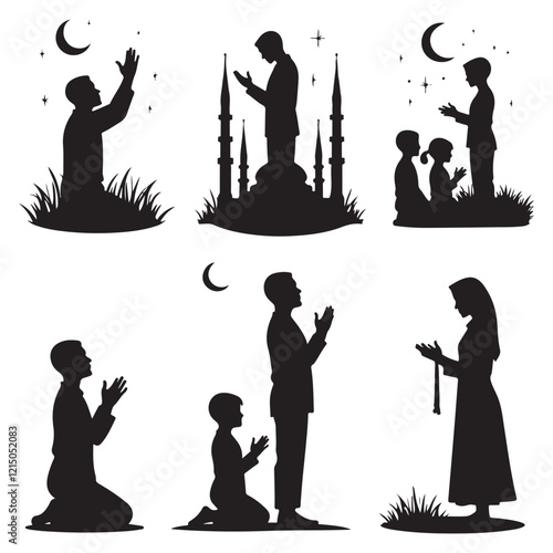 Serene Prayer Silhouettes Moments of Devotion: Prayer Silhouette Bundle Faith in Silhouette: Sitting in Prayer Designs 