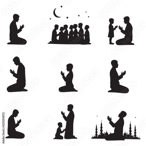 Serene Prayer Silhouettes Moments of Devotion: Prayer Silhouette Bundle Faith in Silhouette: Sitting in Prayer Designs 