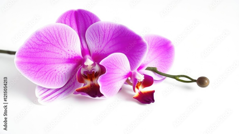 Aromatic orchid with its petals unfolding like a flower on a simple white surface, isolated, blooming, petals Aromatic orchid with its petals unfolding like a flower on a simple white surface, isolated, blooming, petals
