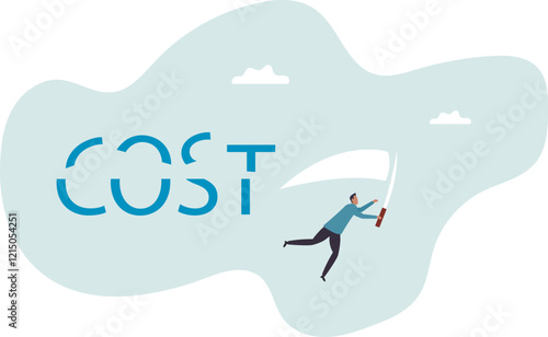 Cost saving idea, cost reduction or decrease expense, financial or accounting optimization,business concept.flat character.