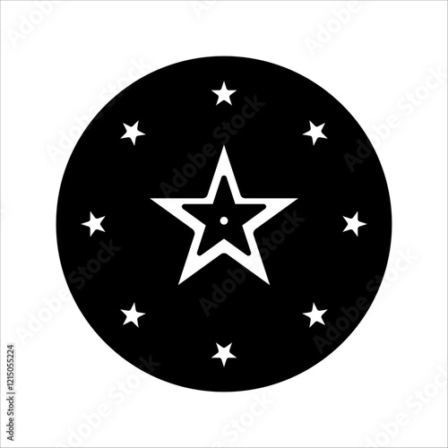 Set of five star icon collection. Yellow and black star symbol. Vector Illustration.