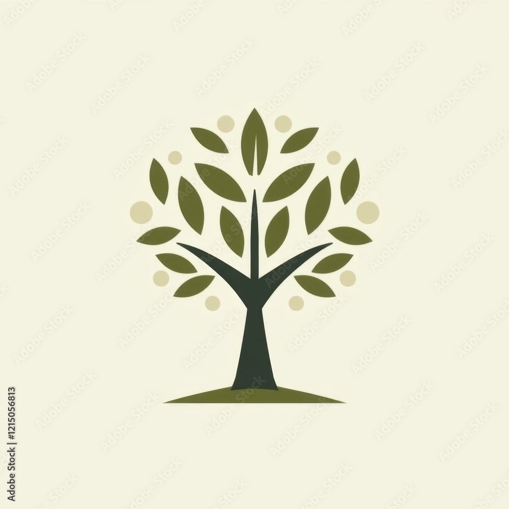 Obraz premium Minimalist Geometric Tree Logo