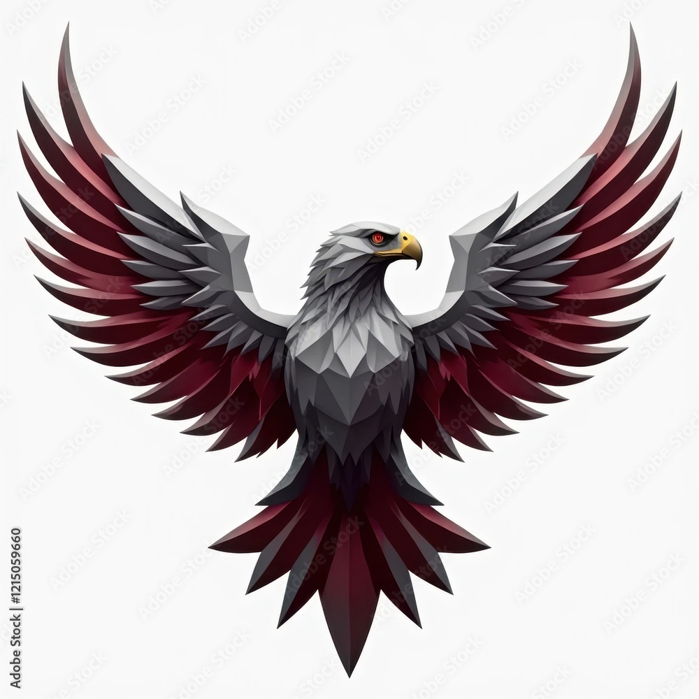 Obraz premium Silver Hawk Logo with Extended Wings