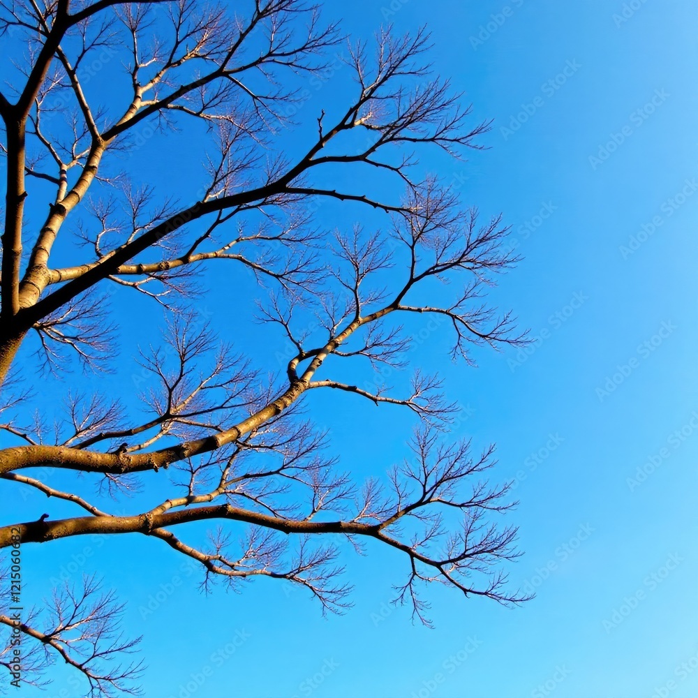Bare tree limbs etched against the clear blue sky, bare, tree, branch Bare tree limbs etched against the clear blue sky, bare, tree, branch