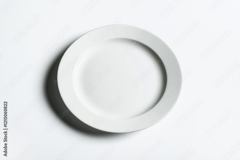 Empty white plate sits on white surface. Top view shows clean dish ready for meal. Modern, simple tableware item. Great for food photography. Empty plate ready for food. Blank dish waiting for meal. Empty white plate sits on white surface. Top view shows clean dish ready for meal. Modern, simple tableware item. Great for food photography. Empty plate ready for food. Blank dish waiting for meal.