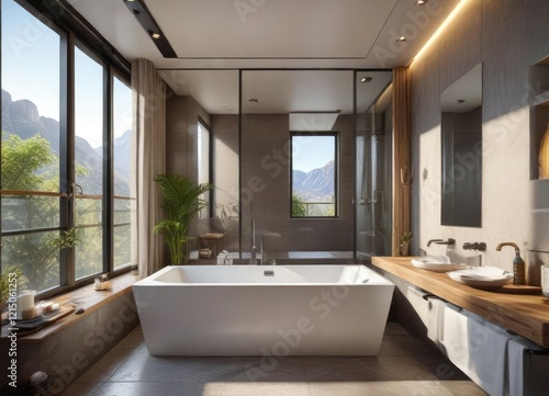 Bathroom with a soaking tub and private balcony  secluded  private