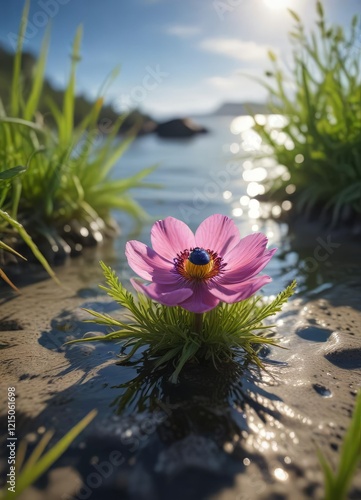 Beadlet anemone in shallow water near seagrass, beadlet anemone, shallow water photo