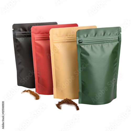 Coffee stand-up pouch zip bag customizable colors PSD mockup for design use photo