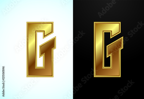 English alphabet G in gold color style. Graphic alphabet symbol for corporate business identity