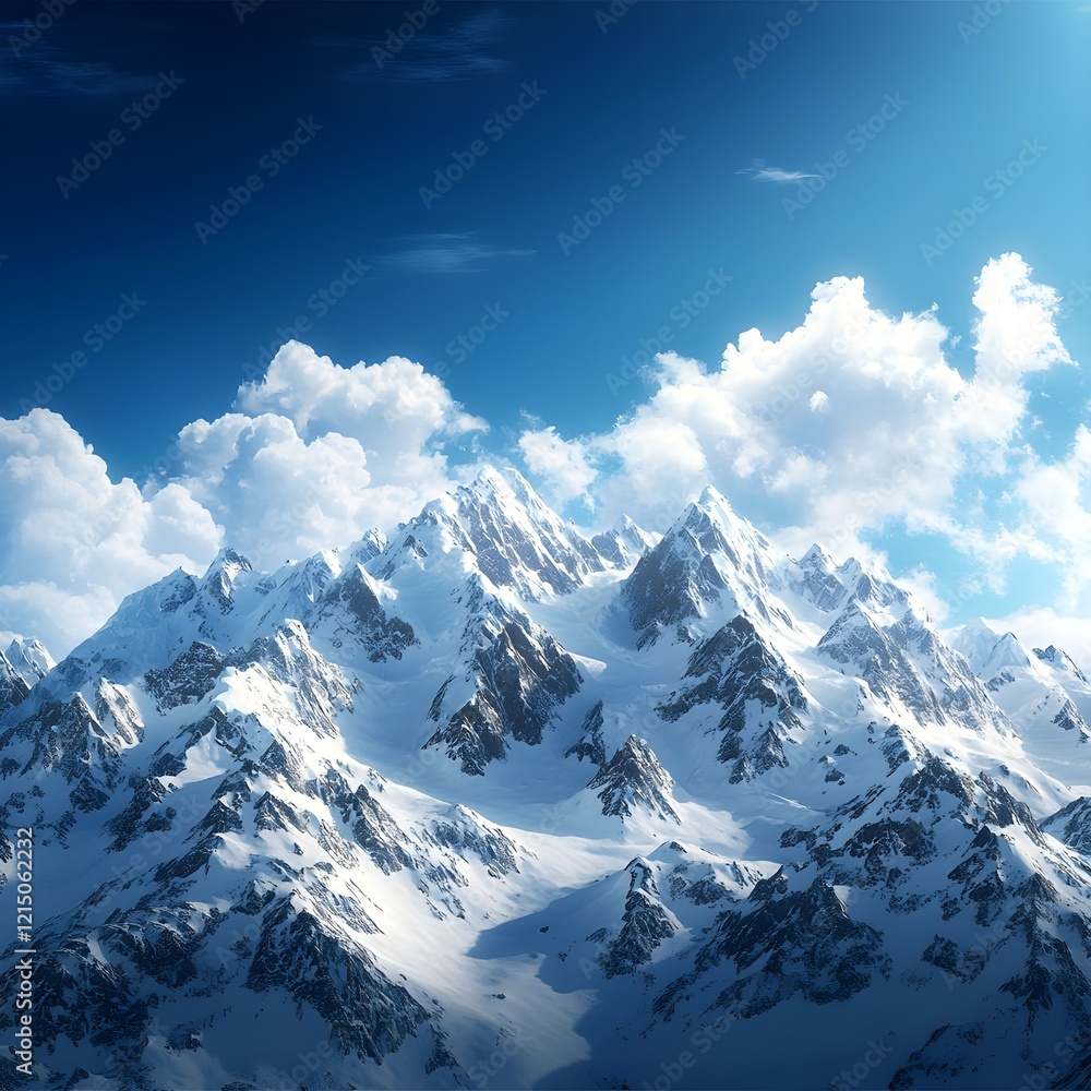 Fototapeta premium Majestic Snow-Capped Mountains Under Clear Blue Sky