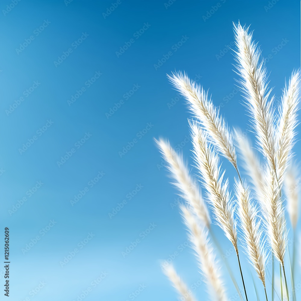 Elegant Soft Grass Swaying in the Gentle Breeze Under Blue Sky Elegant Soft Grass Swaying in the Gentle Breeze Under Blue Sky