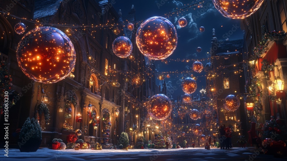 Obraz premium Vibrant orbs float playfully in a festive scene