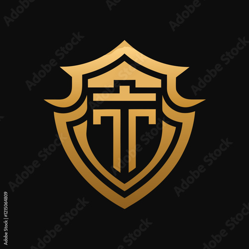 Traditional Shield Logo in Gold for Luxury Branding