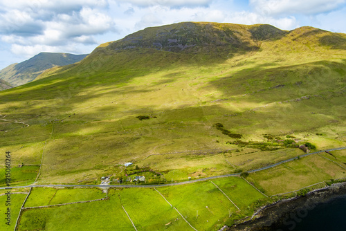 Killary Harbour or Killary fjord, a stunning fjord in the west of Ireland. North Connemara's spectacular scenery. Natural border between co. Galway and co. Mayo. Wild Atlantic Way. photo