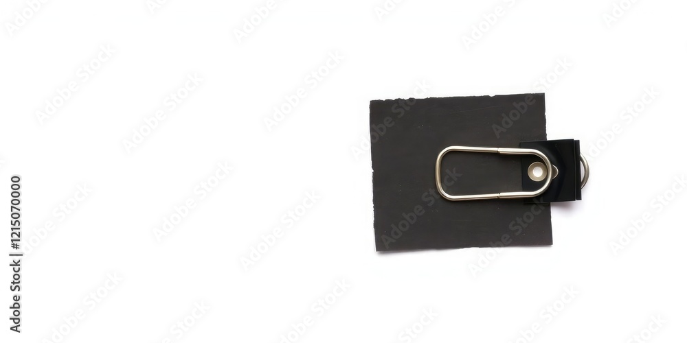 Black paper clip contrasting against a white background, close-up, stationery Black paper clip contrasting against a white background, close-up, stationery