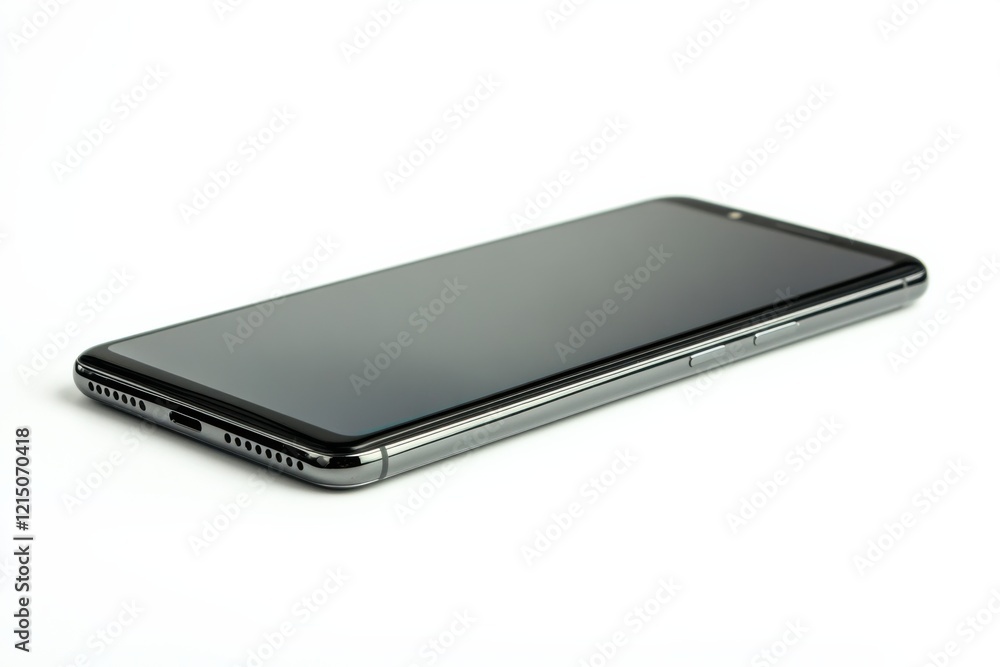 Sophisticated smartphone showcasing a crisp white screen on a pristine white backdrop for versatile creative use Sophisticated smartphone showcasing a crisp white screen on a pristine white backdrop for versatile creative use