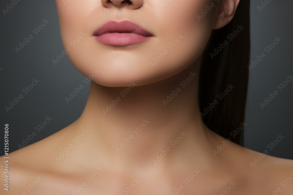 Beauty portrait of sensual young woman showing perfect lips and skin Beauty portrait of sensual young woman showing perfect lips and skin