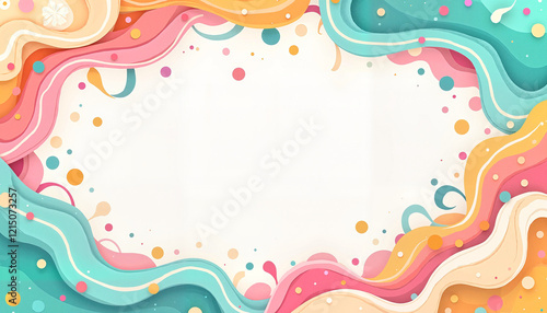 Colorful abstract wave design with playful elements on a textured background for creative design concept with copy space
