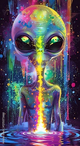 Luminescent extraterrestrial looking at camera.