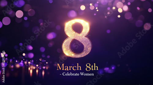 Radiant Golden Number 8 with Sparkles and 