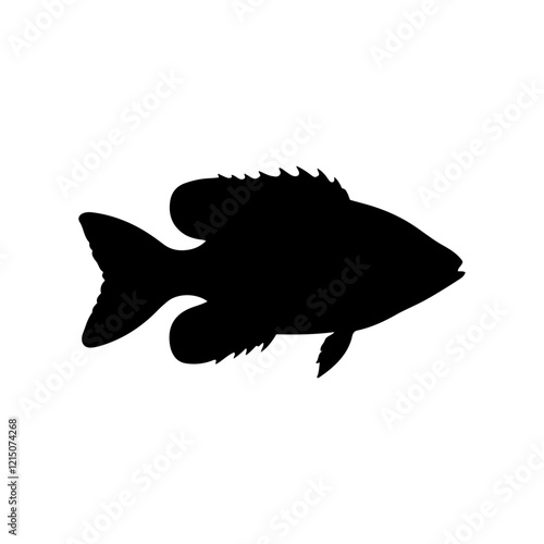 One bluegill fish silhouette icon vector illustration design on white background.