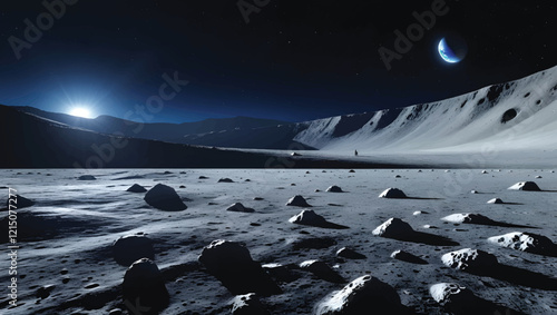 Vector of a moon over a vast desert landscape wallpaper..