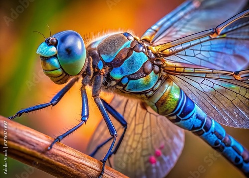 Macro Photography: Blue-Eyed Darner Dragonfly on Twig - Nature Stock Photo photo