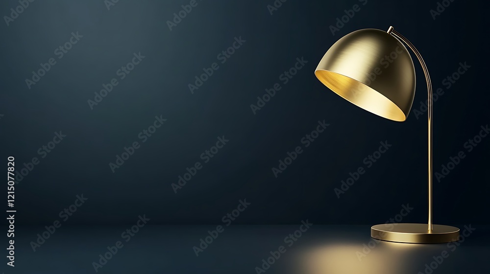 Gold Table Lamp Illuminates Dark Room Background Gold Table Lamp Illuminates Dark Room Background