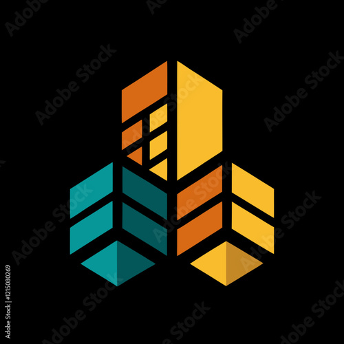 Geometric Real Estate Logo: House & Building Design