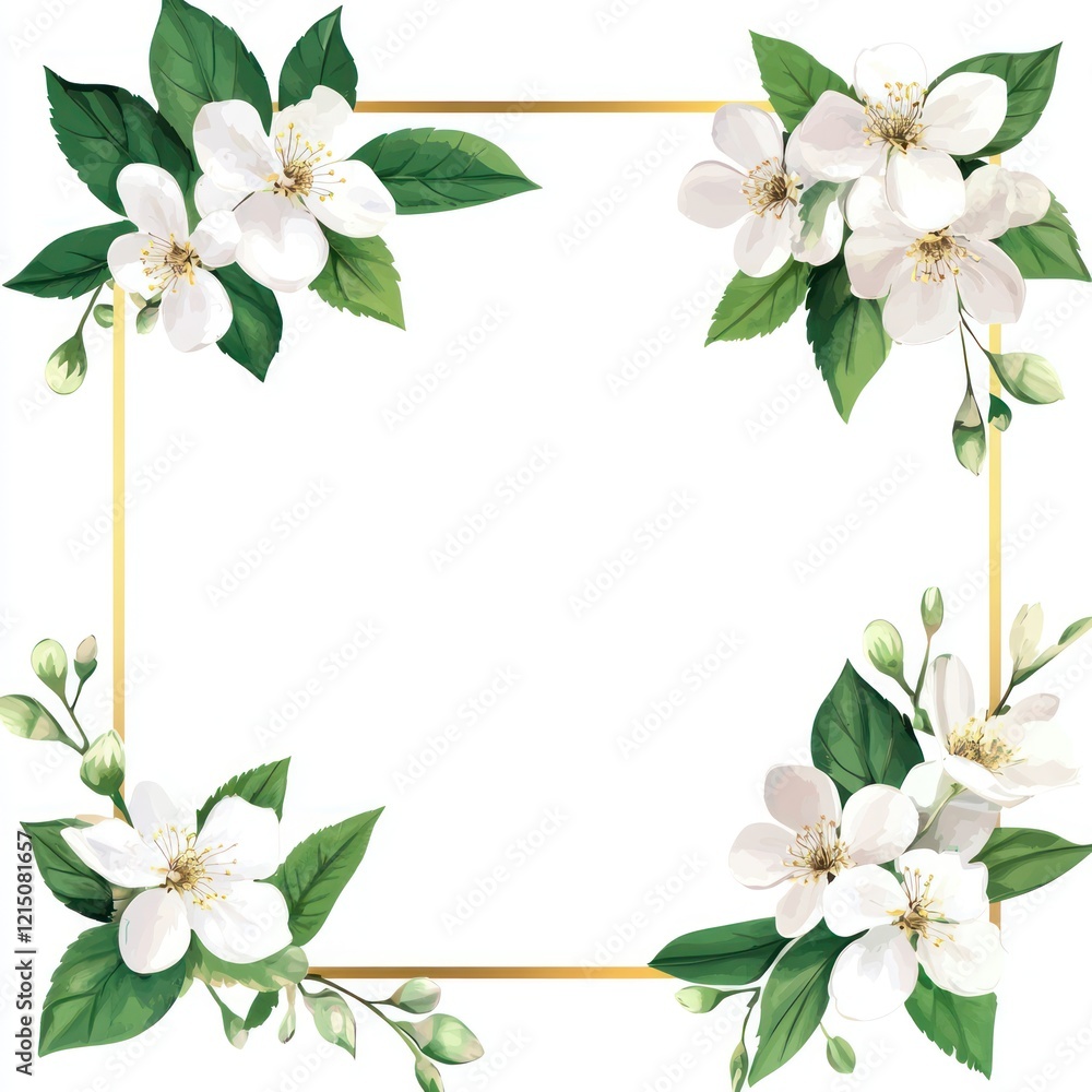 Fototapeta premium White Blossoms Frame Elegant Floral Design