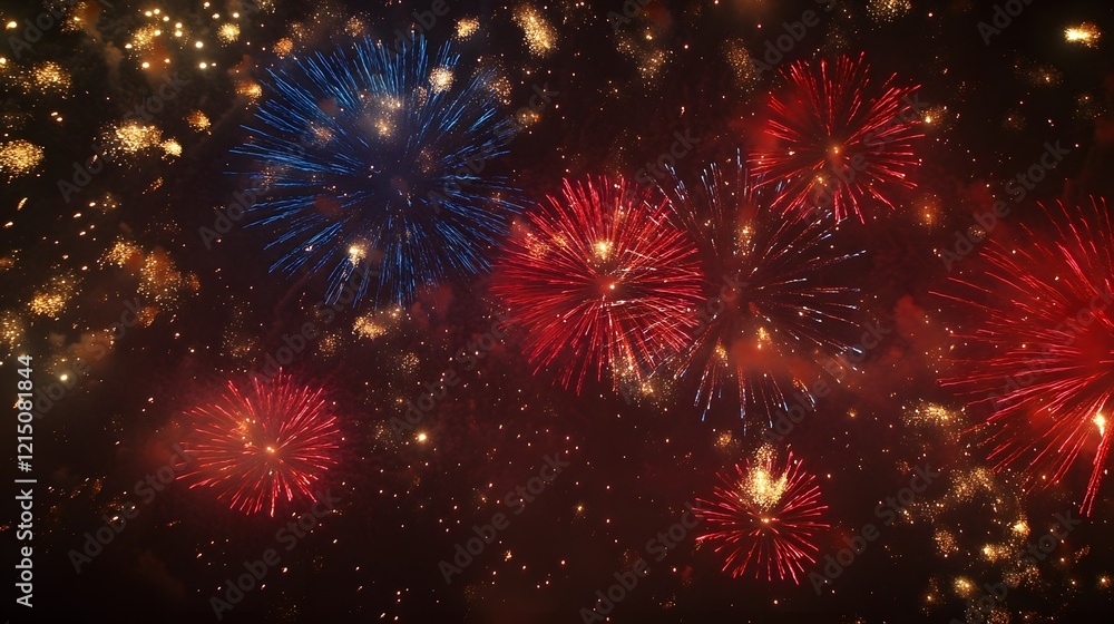 Naklejka premium Festive Fireworks Display Illuminating The Night Sky