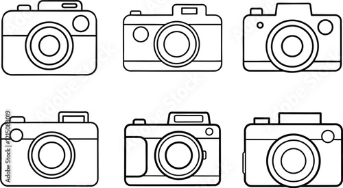 line art photo camera icon clipart