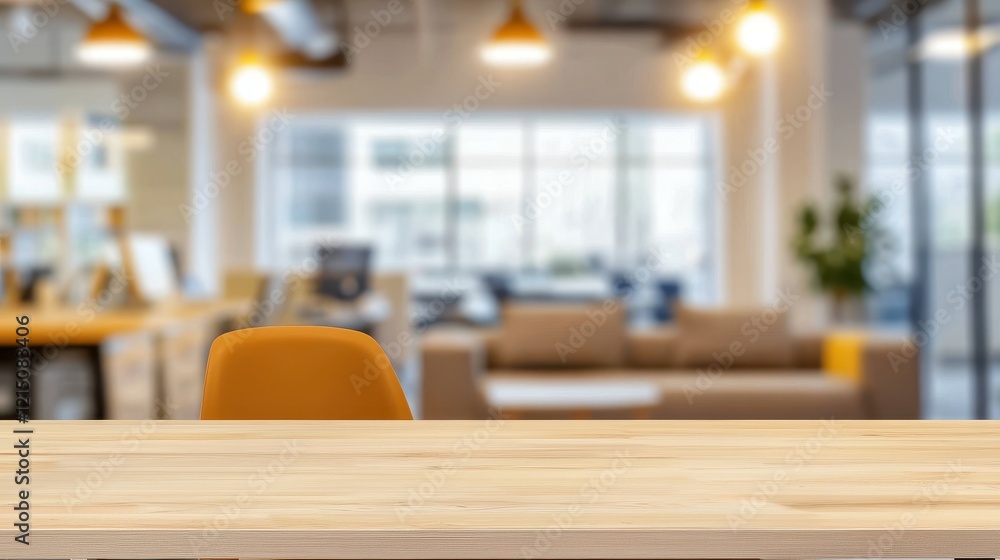 Business meeting setup modern office blurred background warm diffused light cozy environment professional viewpoint