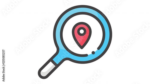 Animated search Location Icon Colored line, 4K Illustration animated icon on Transparent background alpha channel