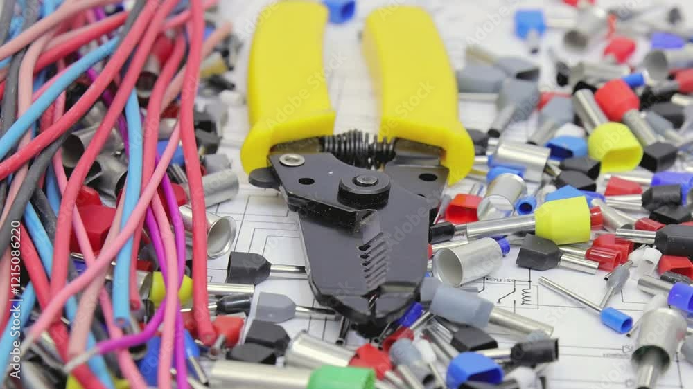 Electrical Installation Tools and Electrical Materials for Electrical Switchboard Assembly. Electrical Installation Tools and Electrical Materials for Electrical Switchboard Assembly.