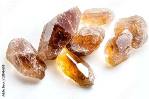 Mineral samples revealing the natural beauty of Apache Tears with sharp details and realistic lighting on a clean white backdrop photo