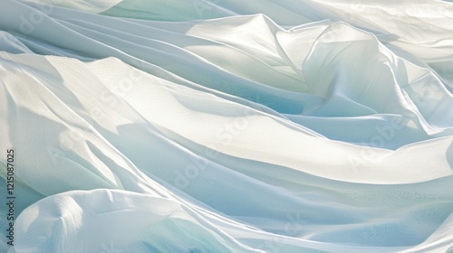 Wallpaper Mural Flowing Translucent Fabrics in Soft Teal and White, Abstract Background Torontodigital.ca